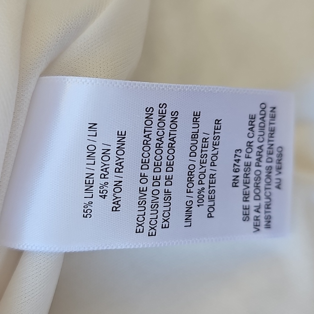 Taylor Linen Blend Midi Elegant White Sleeveless Dress Size 8 - Picture 6 of 9